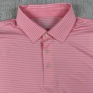 Southern Tide Mens Large Pink Striped Performance Golf Polo Shirt